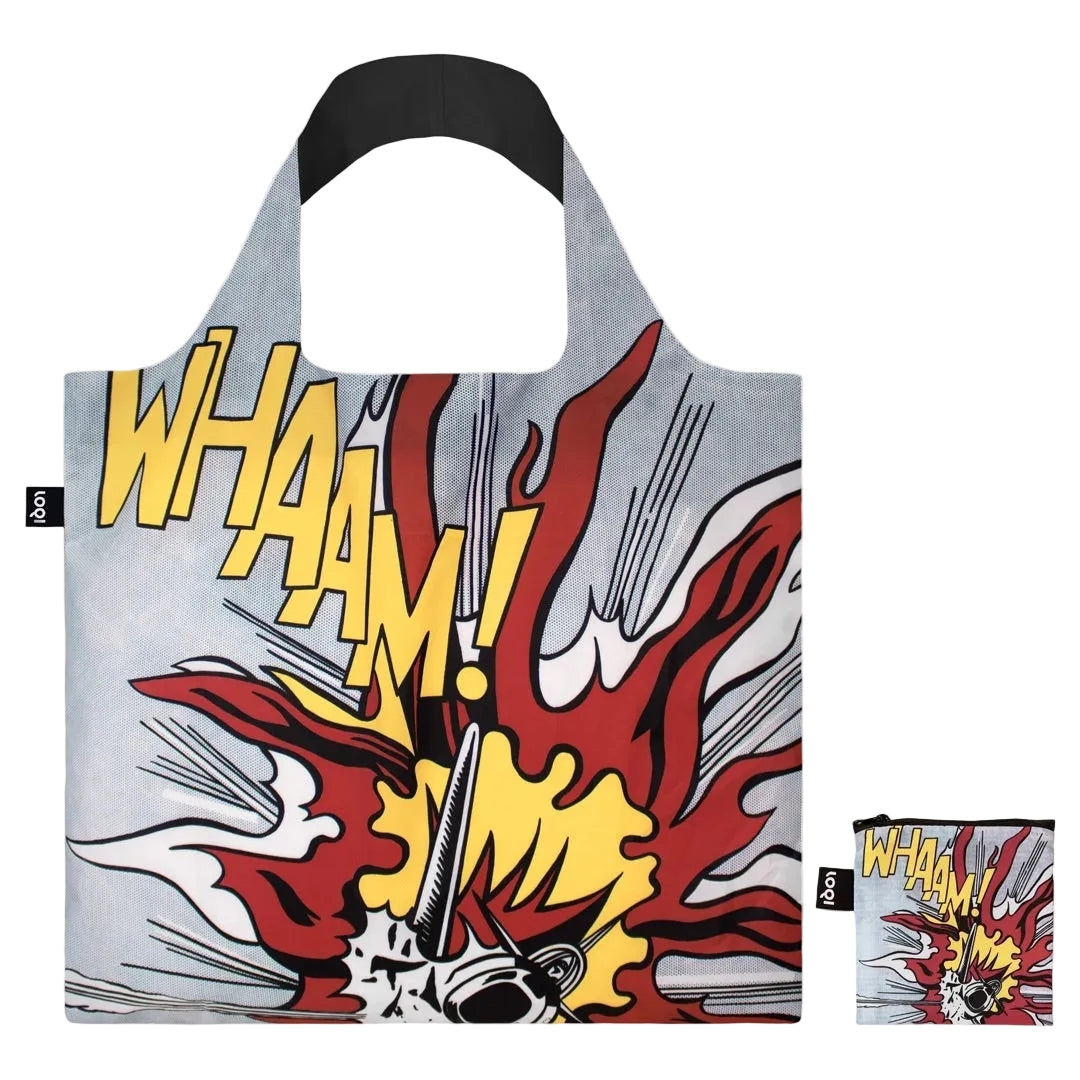 Roy Lichtenstein Whaam tote bag comic book explosion design