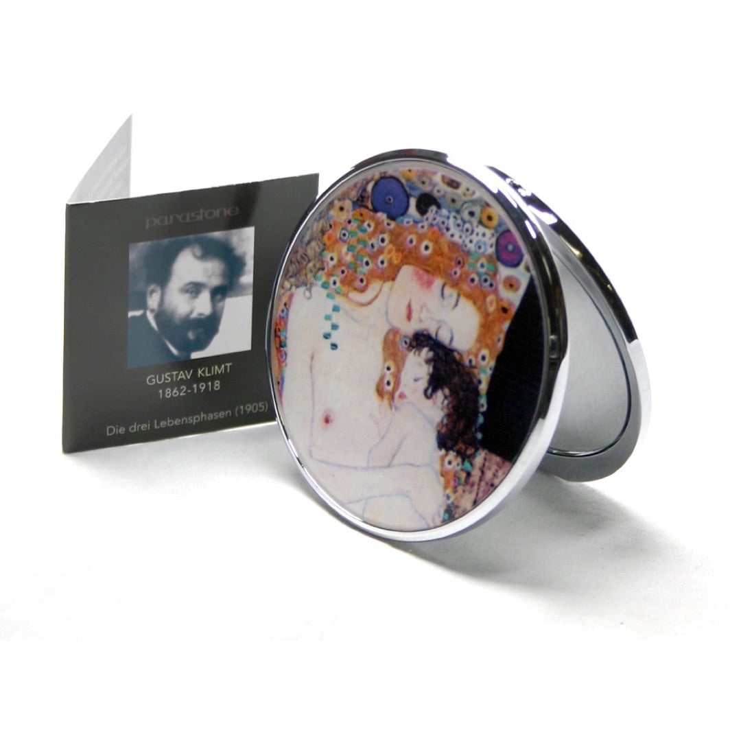 Klimt Mother and Child pocket mirror with Art Nouveau design