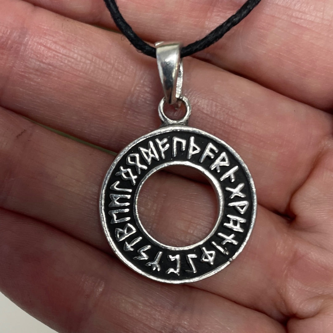 Norse Pewter Pendant Necklace - Runic Circle
