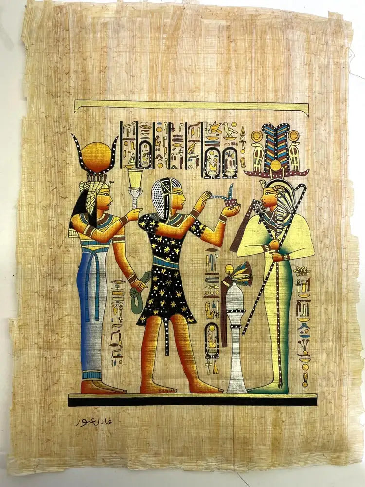 Egyptian gods hand-painted on papyrus from our Attic Collection—authentic, affordable, and limited stock.