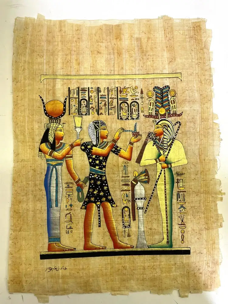 Egyptian gods hand-painted on papyrus from our Attic Collection—authentic, affordable, and limited stock.