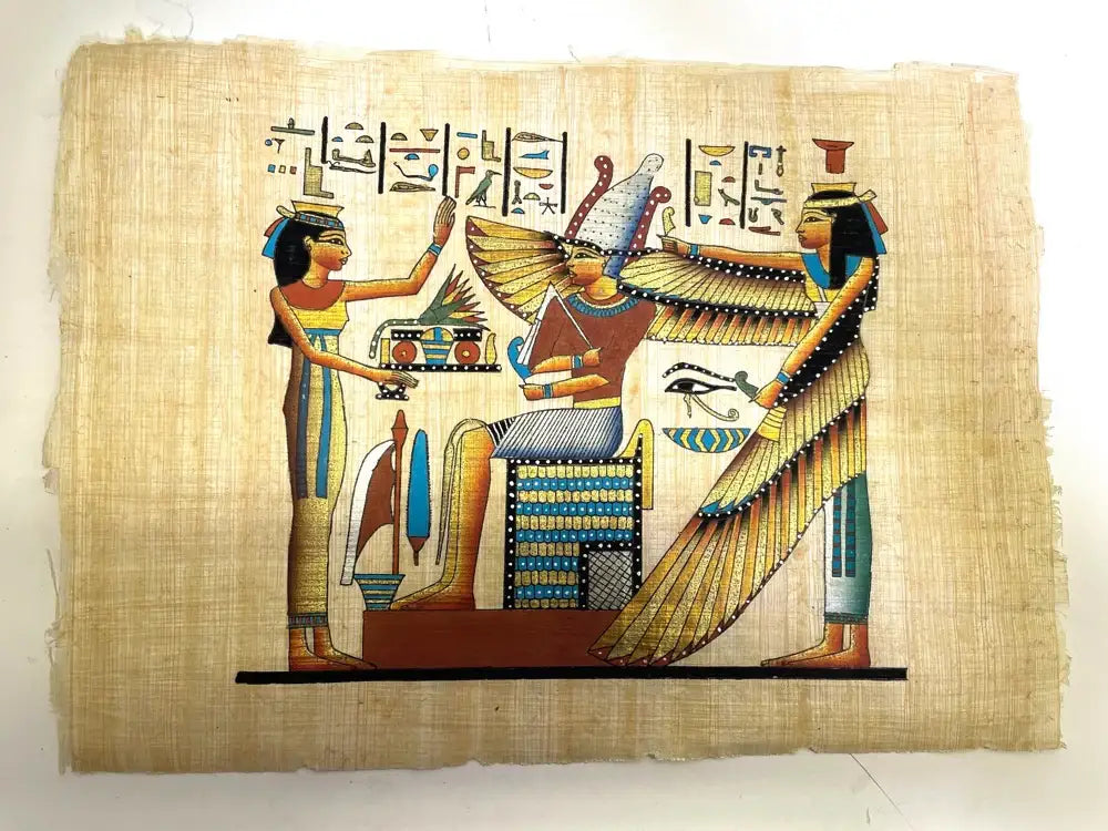 Egyptian gods hand-painted on papyrus from our Attic Collection—authentic, affordable, and limited stock.