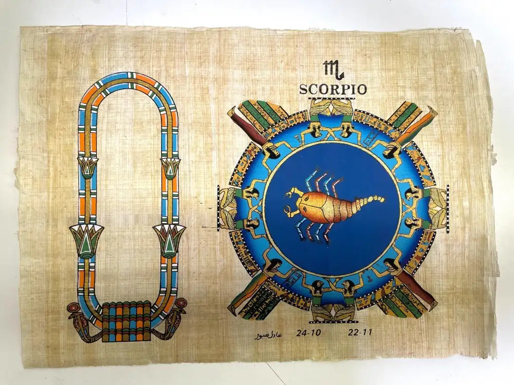 Painted Egyptian gods on papyrus, made in Egypt, part of our Attic Collection with only a few left.