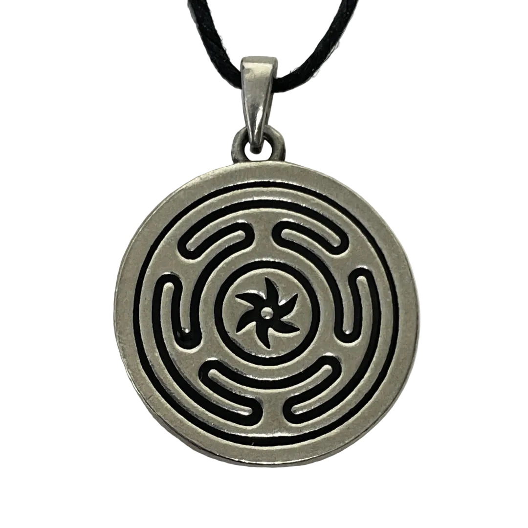 Hecates Wheel Strophalos Pewter Pendant Necklace