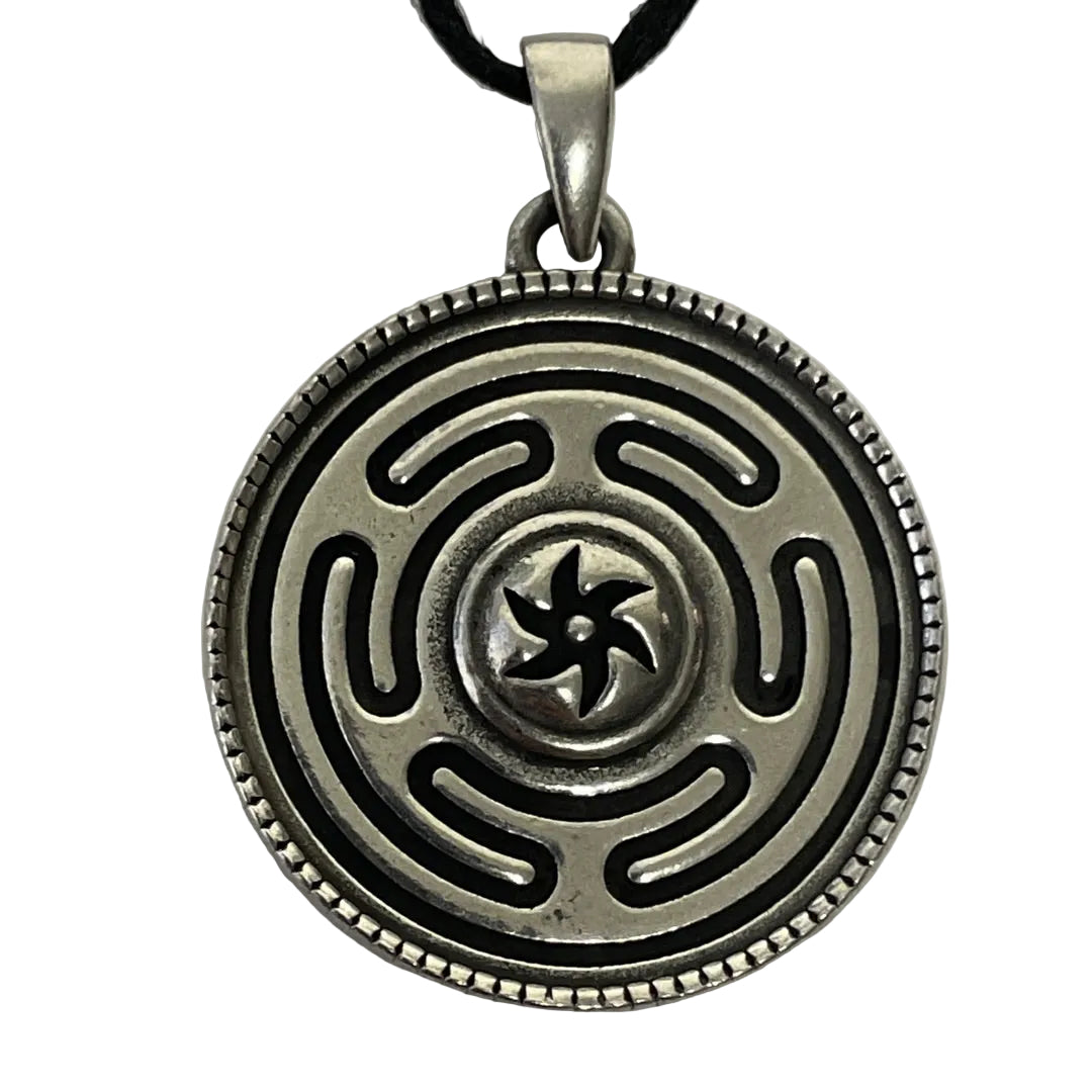 Hecates Wheel Strophalos Pewter Pendant Necklace