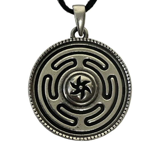 Hecates Wheel Strophalos Pewter Pendant Necklace