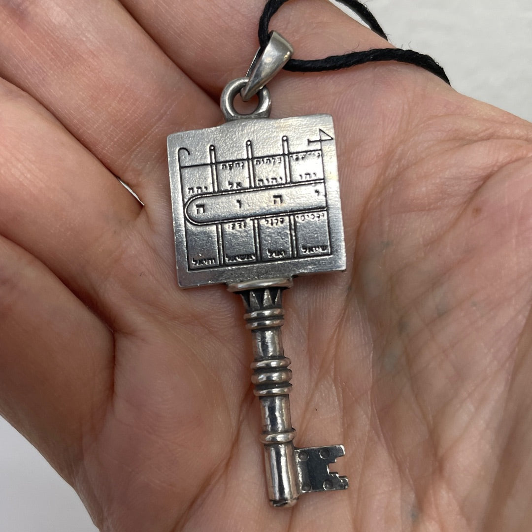 First Pentacle of the Moon pewter pendant shown for scale
