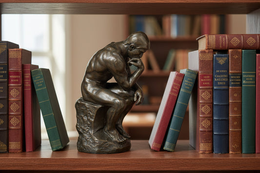 Rodin The Thinker statue large size displayed on shelf