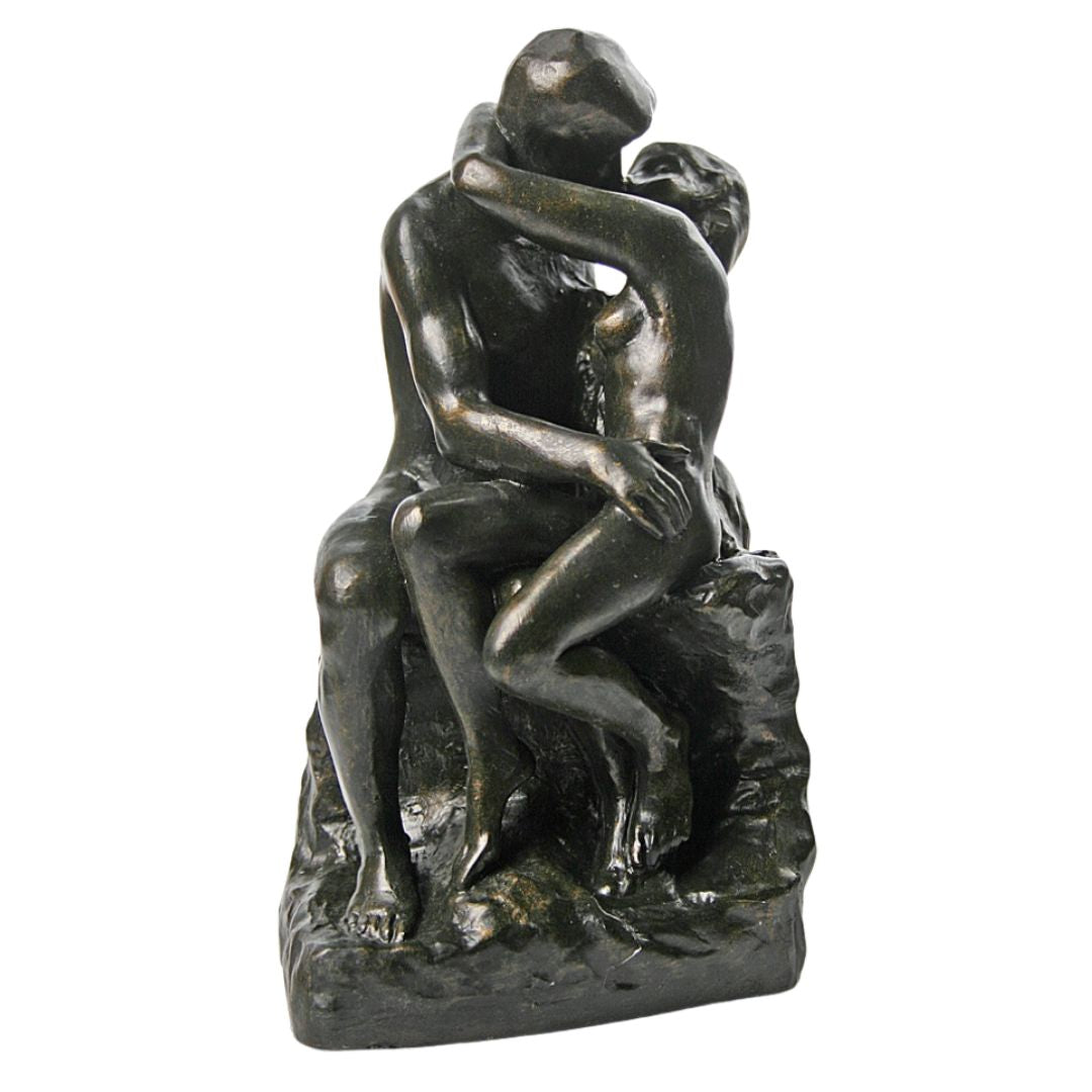 Rodin The Kiss bronze finish statue small size museum replica.