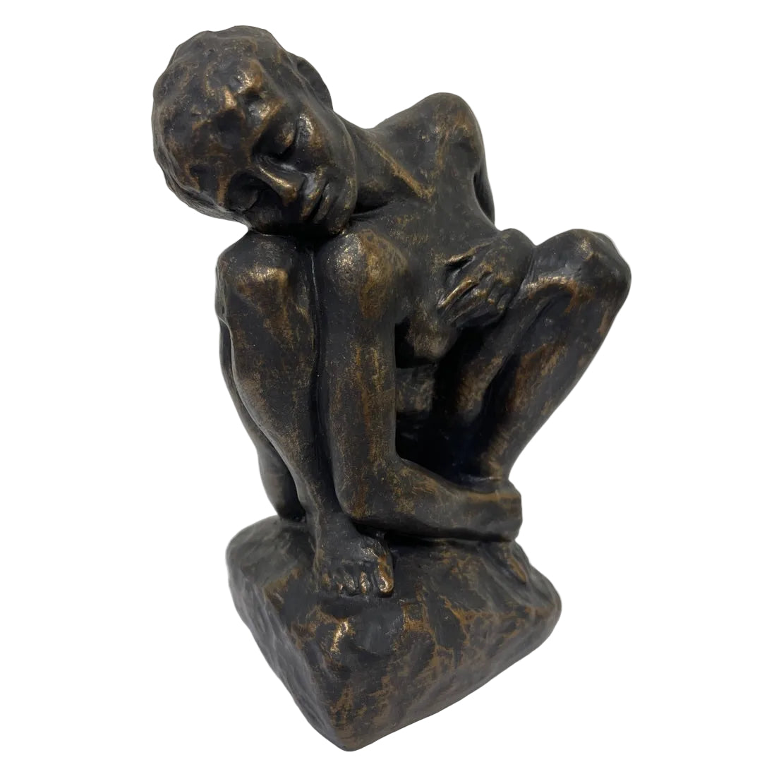 Three quarter view Rodin crouching woman replica, small scale study for the Gates of Hell in France