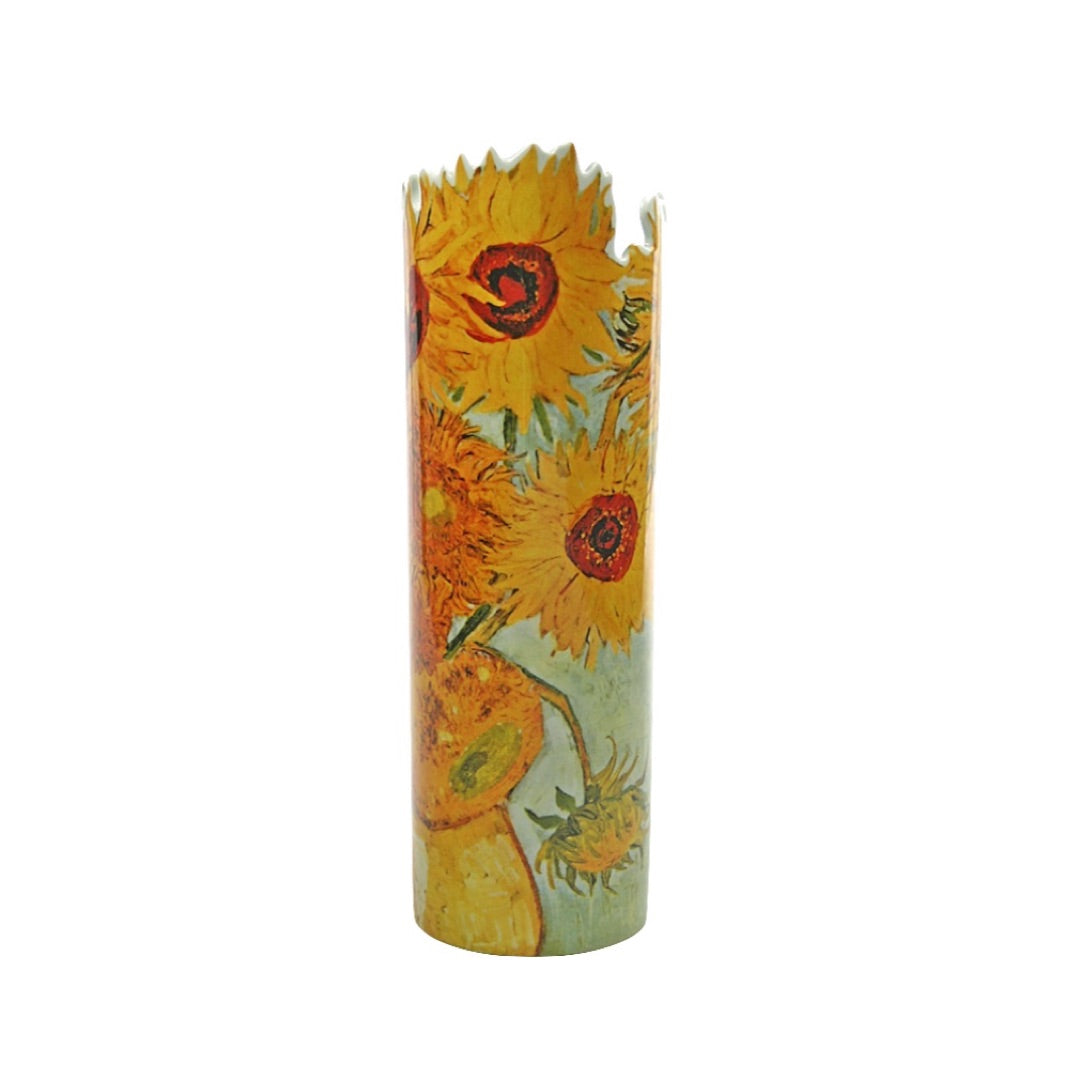 Small Van Gogh Sunflowers art vase displayed on tabletop