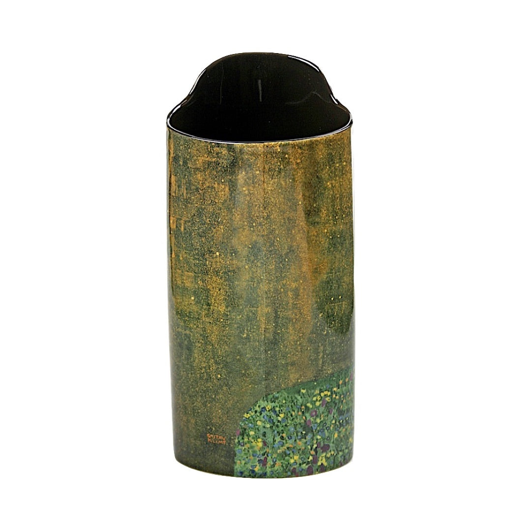 Silhouette d’Art Klimt vase with wraparound reproduction of The Kiss in rich gold tones