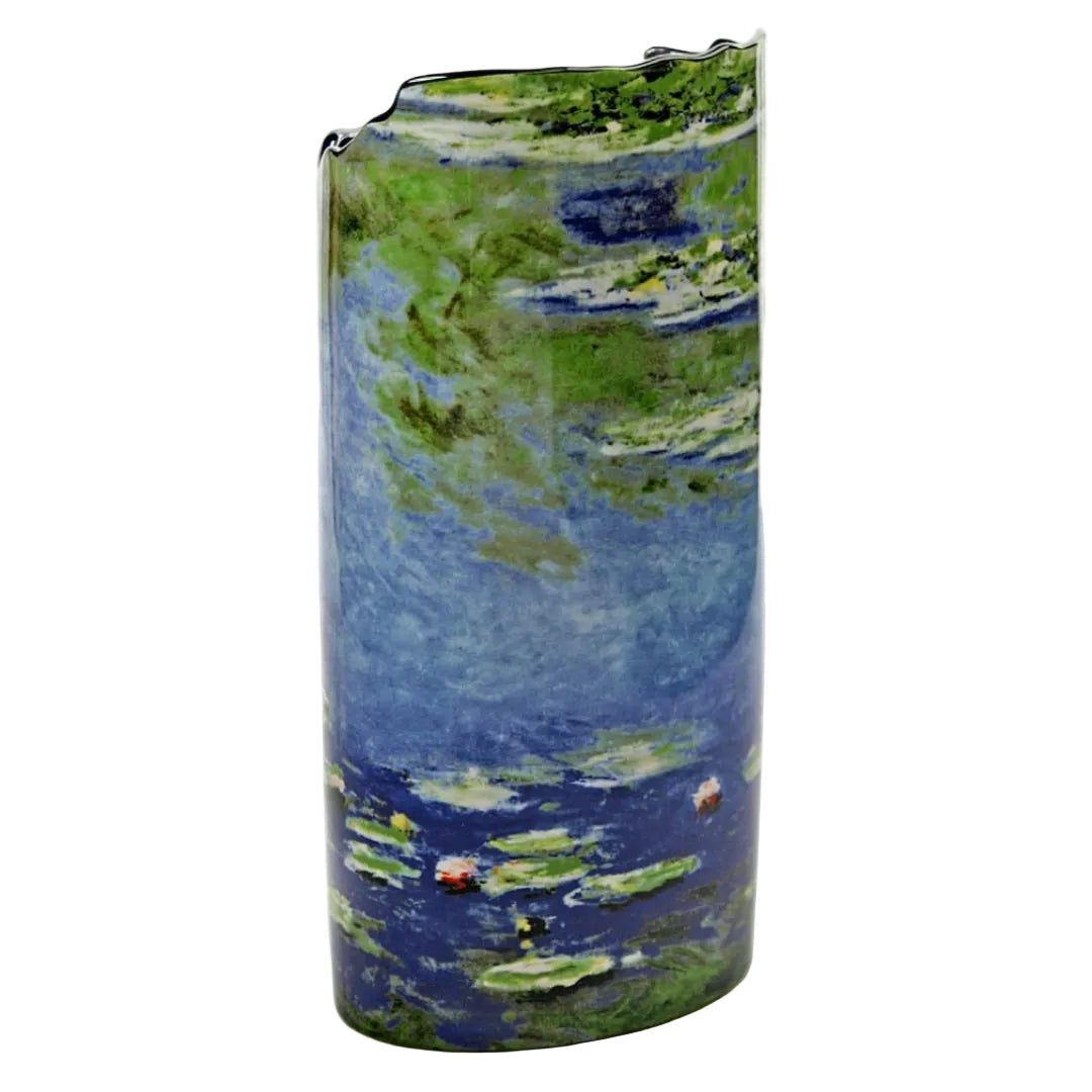 Museum art vase featuring Claude Monet Water Lilies painting wraparound