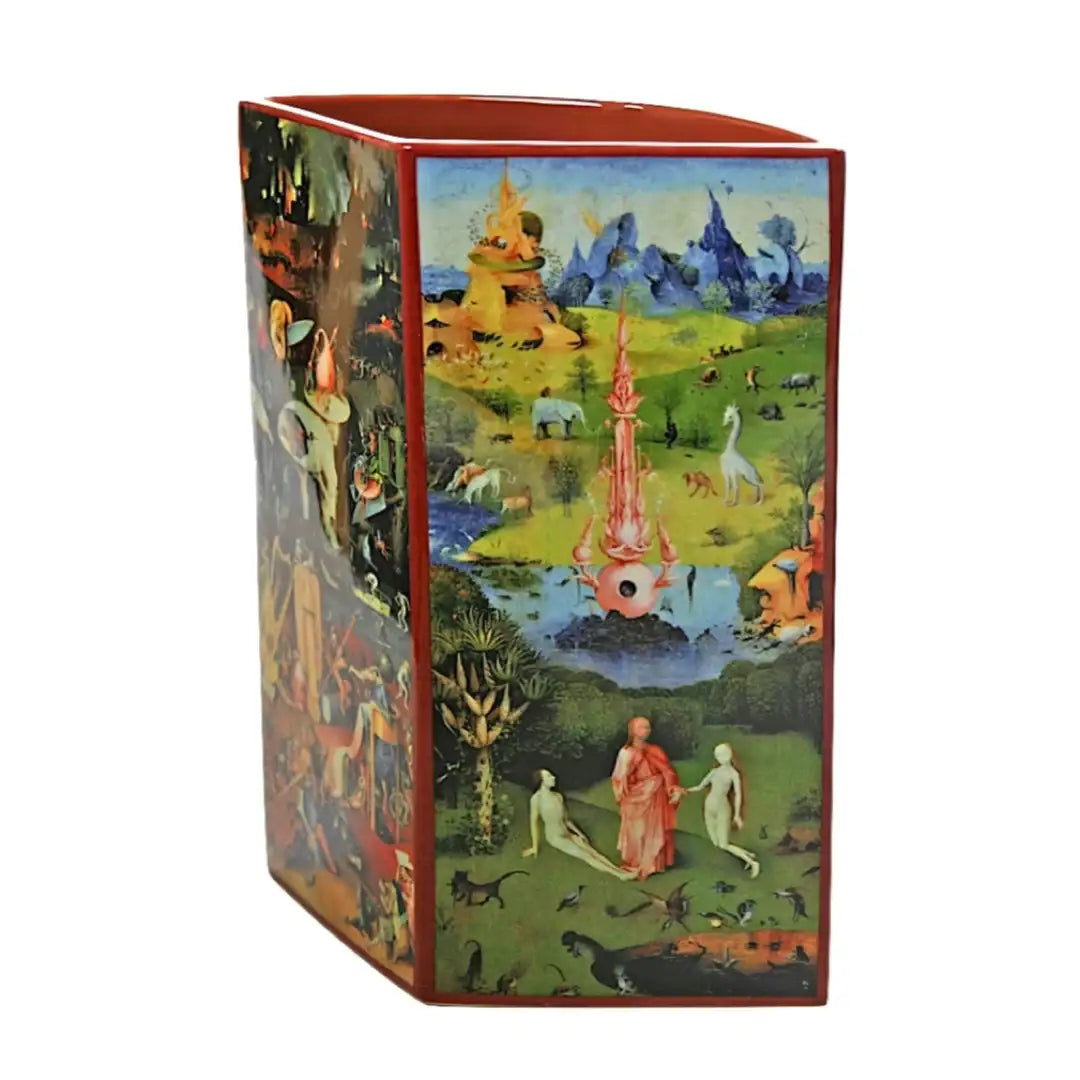 Museum gift vase featuring Bosch Garden of Earthly Delights triptych artwork