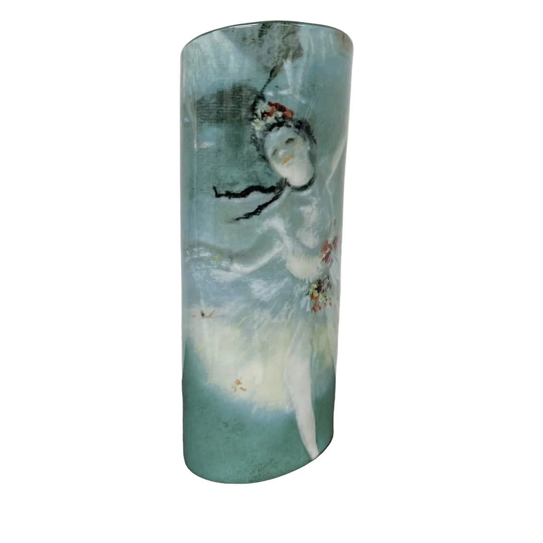 Museum art vase with Degas ballet dancer in pale green and white tutu