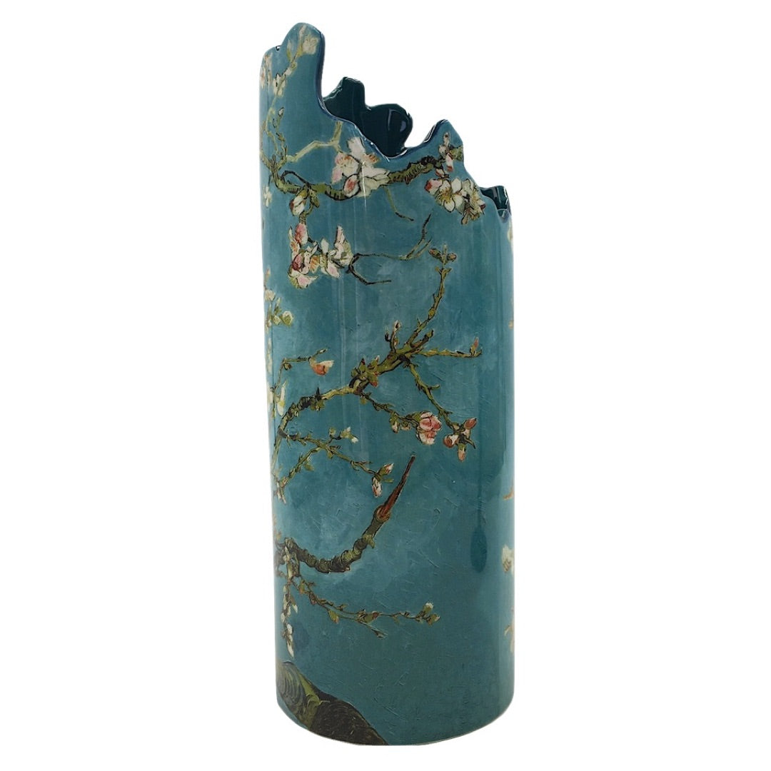 Round museum art vase featuring Van Gogh Almond Tree artwork