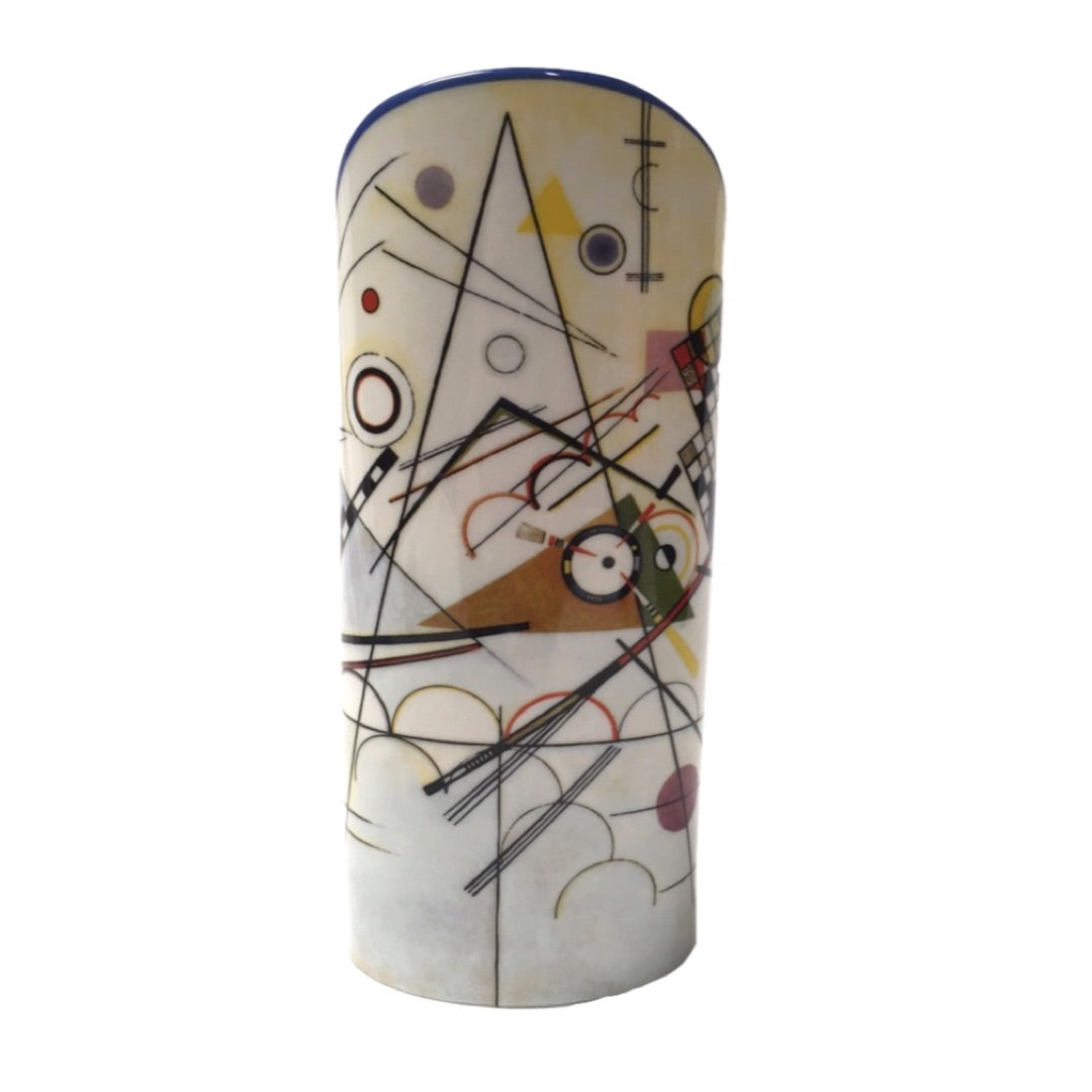 Kandinsky abstract art ceramic vase with geometric shapes and bold lines, Silhouette d’Art SDA25