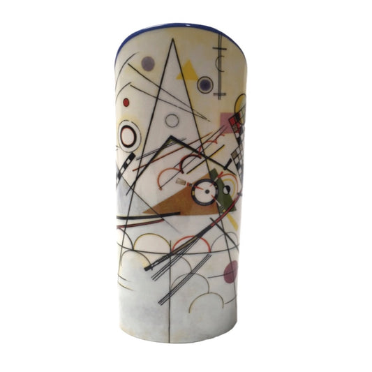 Kandinsky abstract art ceramic vase with geometric shapes and bold lines, Silhouette d’Art SDA25