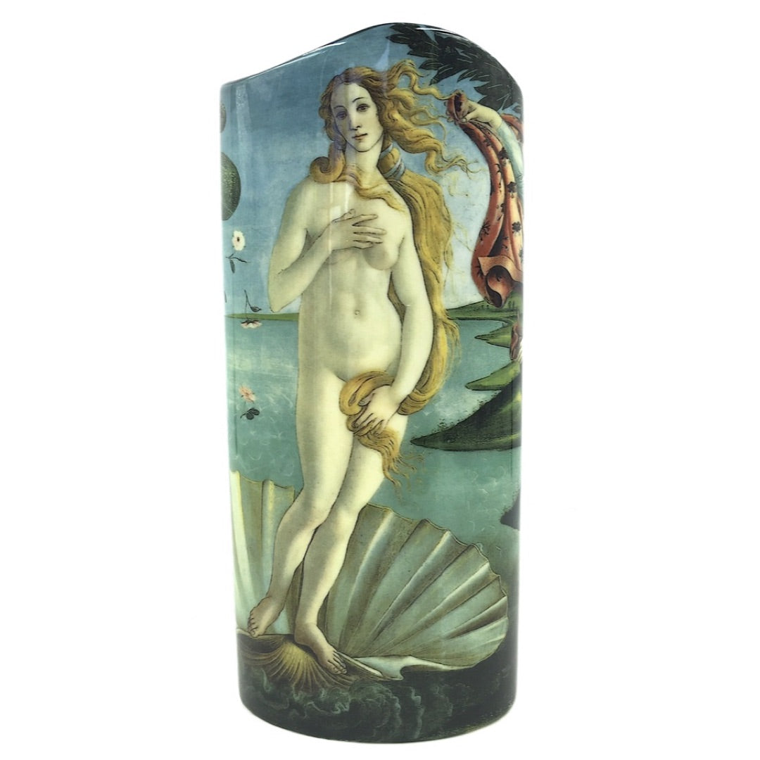 Botticelli Birth of Venus ceramic flower vase with wraparound Renaissance artwork