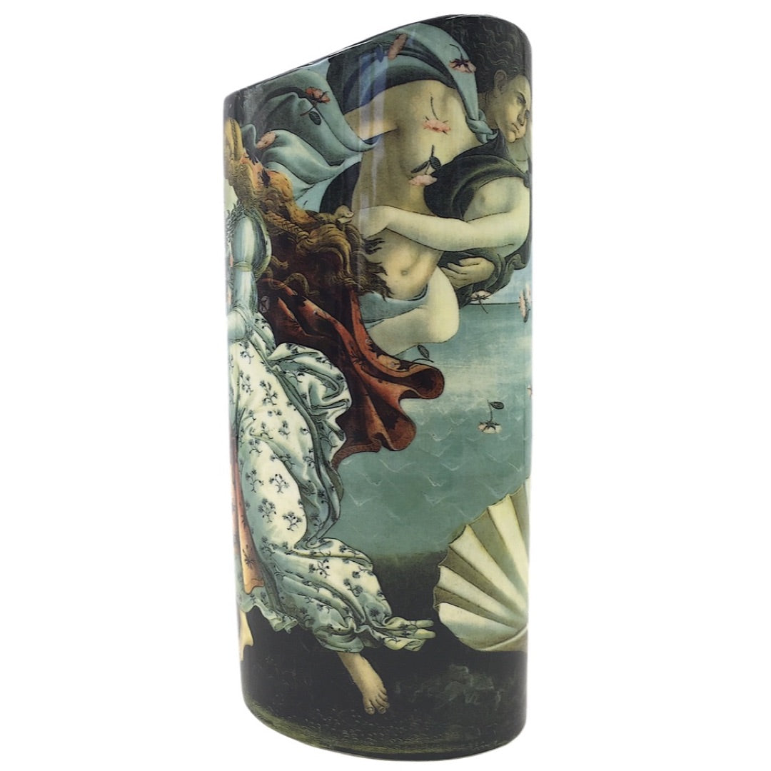 Museum art vase featuring Venus on seashell from Botticelli painting