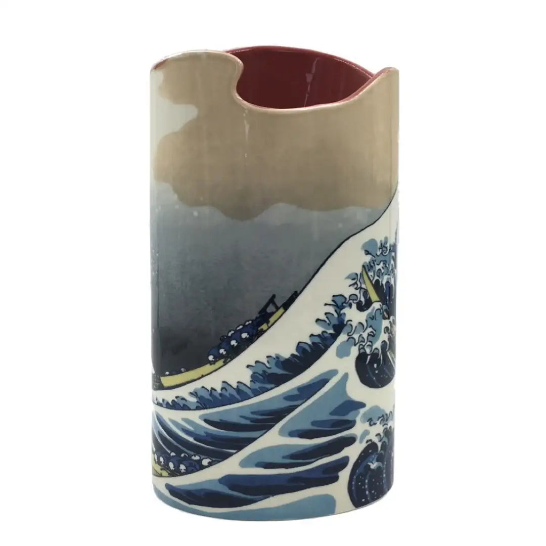 Oval museum art vase featuring Hokusai The Great Wave off Kanagawa