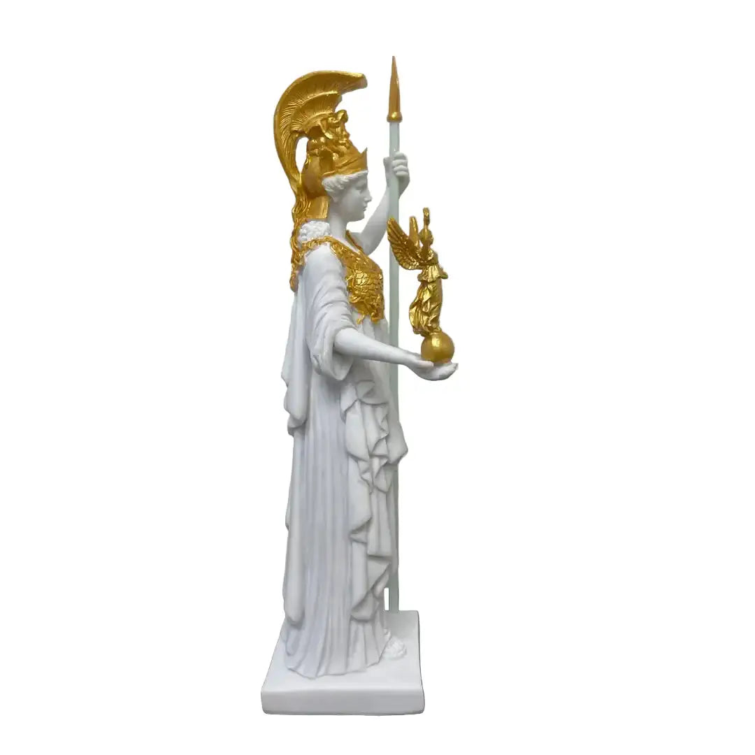 Greek goddess Athena Parthenos museum statue with helmet crests, Nike and spear, Museumize collectible