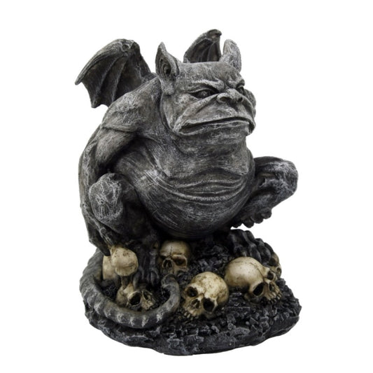 Gargoyle Toad with Skull Figurine