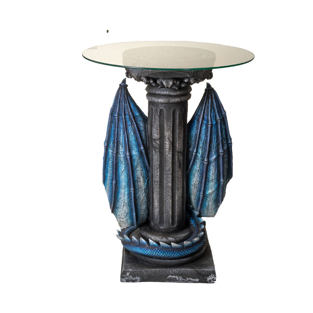Double Dragon End or Side Table with Glass 24H