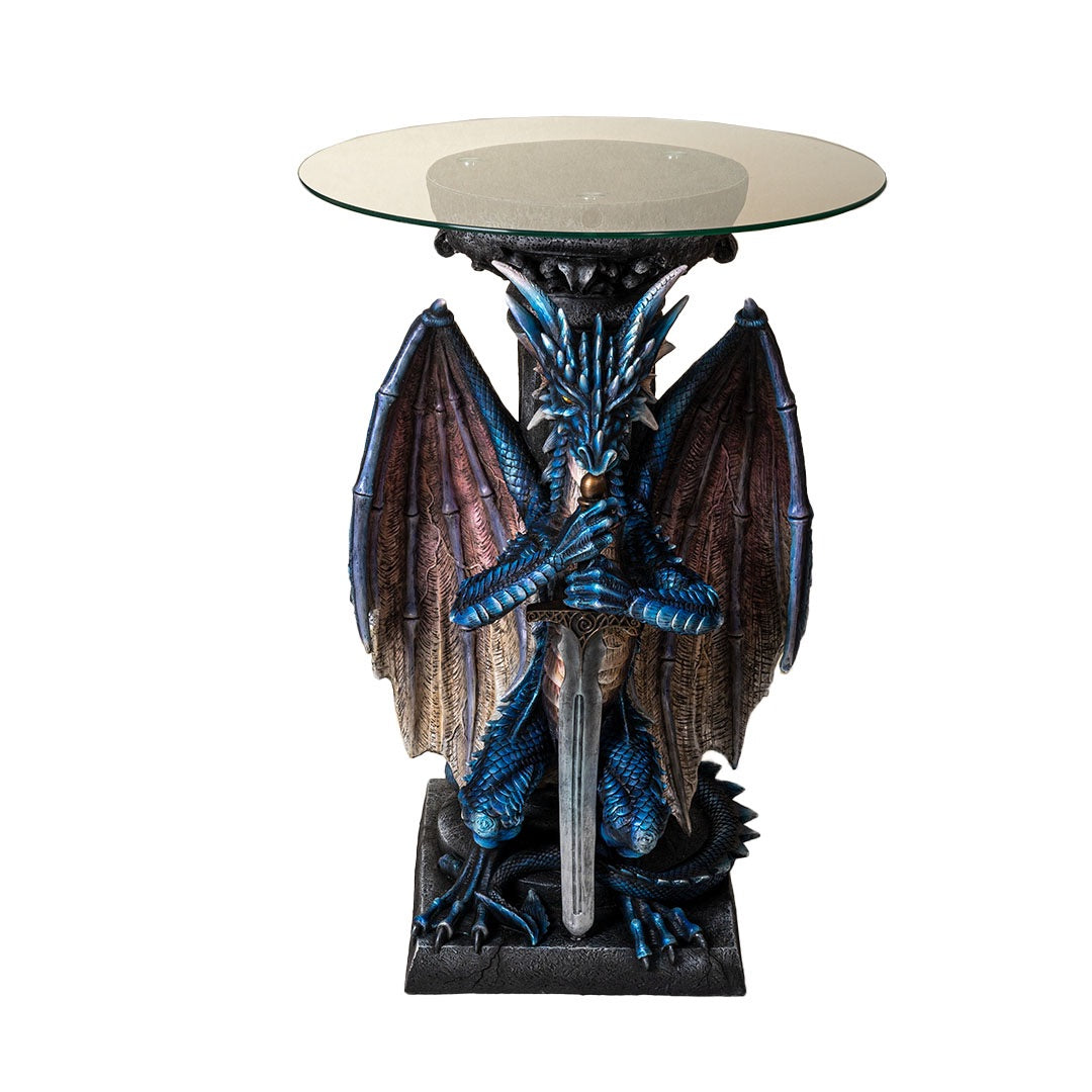 Double Dragon End or Side Table with Glass 24H