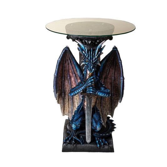 Double Dragon End or Side Table with Glass 24H