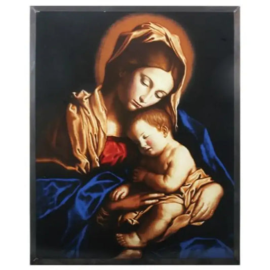 Madonna and Child Jesus in Warm Light Devotional Stained Glass 10H