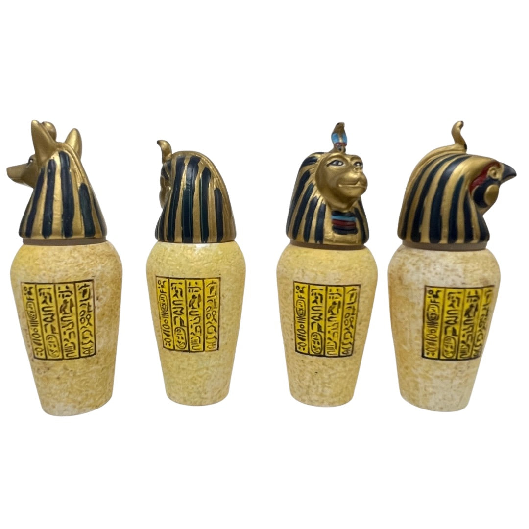 Egyptian Canopic Jar Set, Miniature Set for Learning