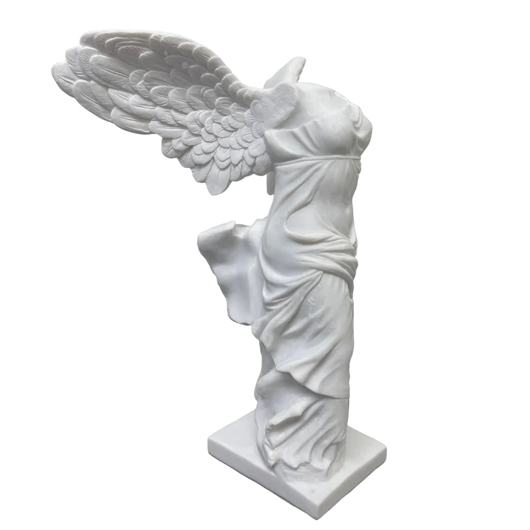 Louvre Winged Victory of Samothrace museum replica in white resin, 10 inches tall, T86980