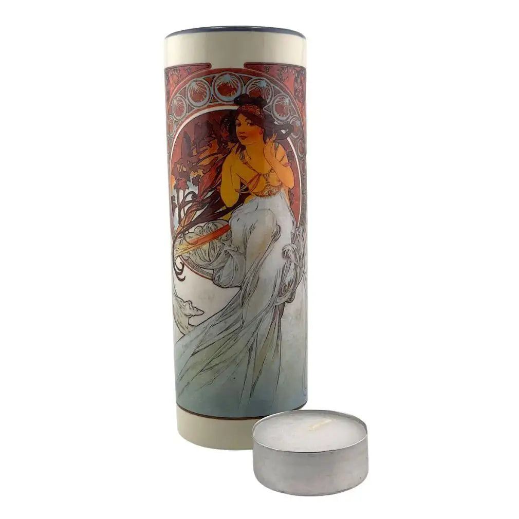 Mucha Arts Dance and Music Women Belle Epoque Ceramic Tealight Candleholder 5.75H - Museumize.com