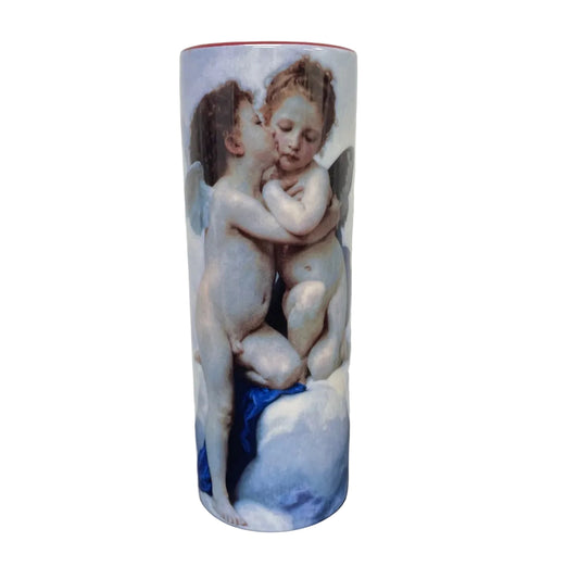 Bouguereau L’Amour et Psyché Enfants ceramic vase with two embracing cherubs