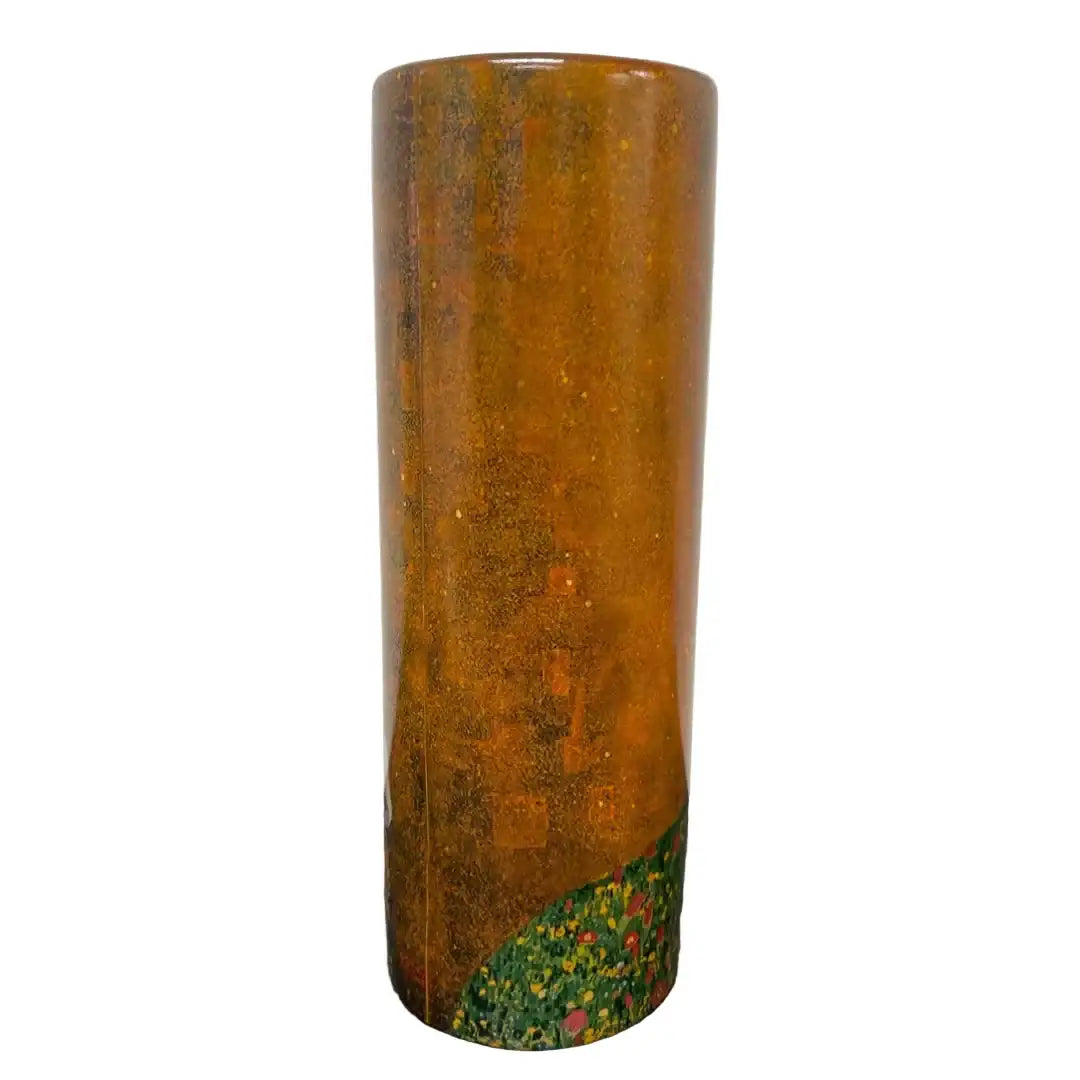 back side Gustav Klimt The Kiss ceramic vase with gold mosaic design