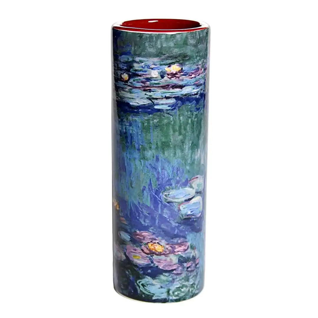 Round ceramic vase with wraparound Monet water garden scene