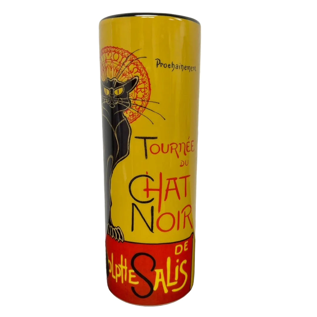 Le Chat Noir poster vase inspired by Théophile Steinlen cabaret artwork