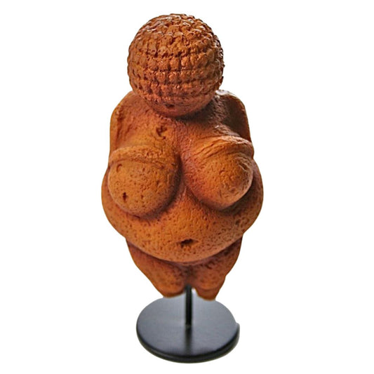 Museum replica of the Venus of Willendorf ancient goddess.