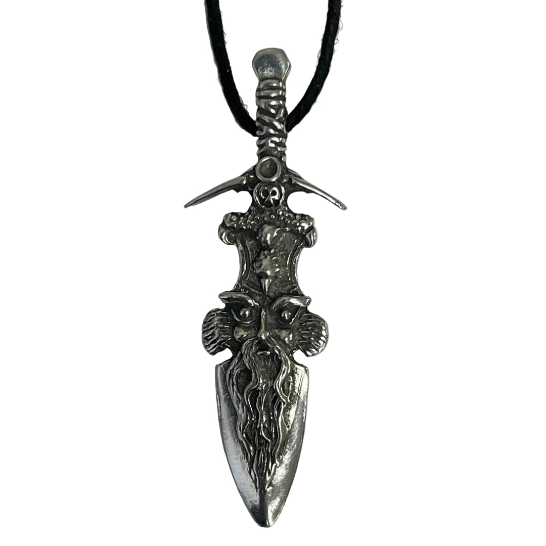 Sorcerers Dagger Athame Wiccan Pewter Necklace Pendant