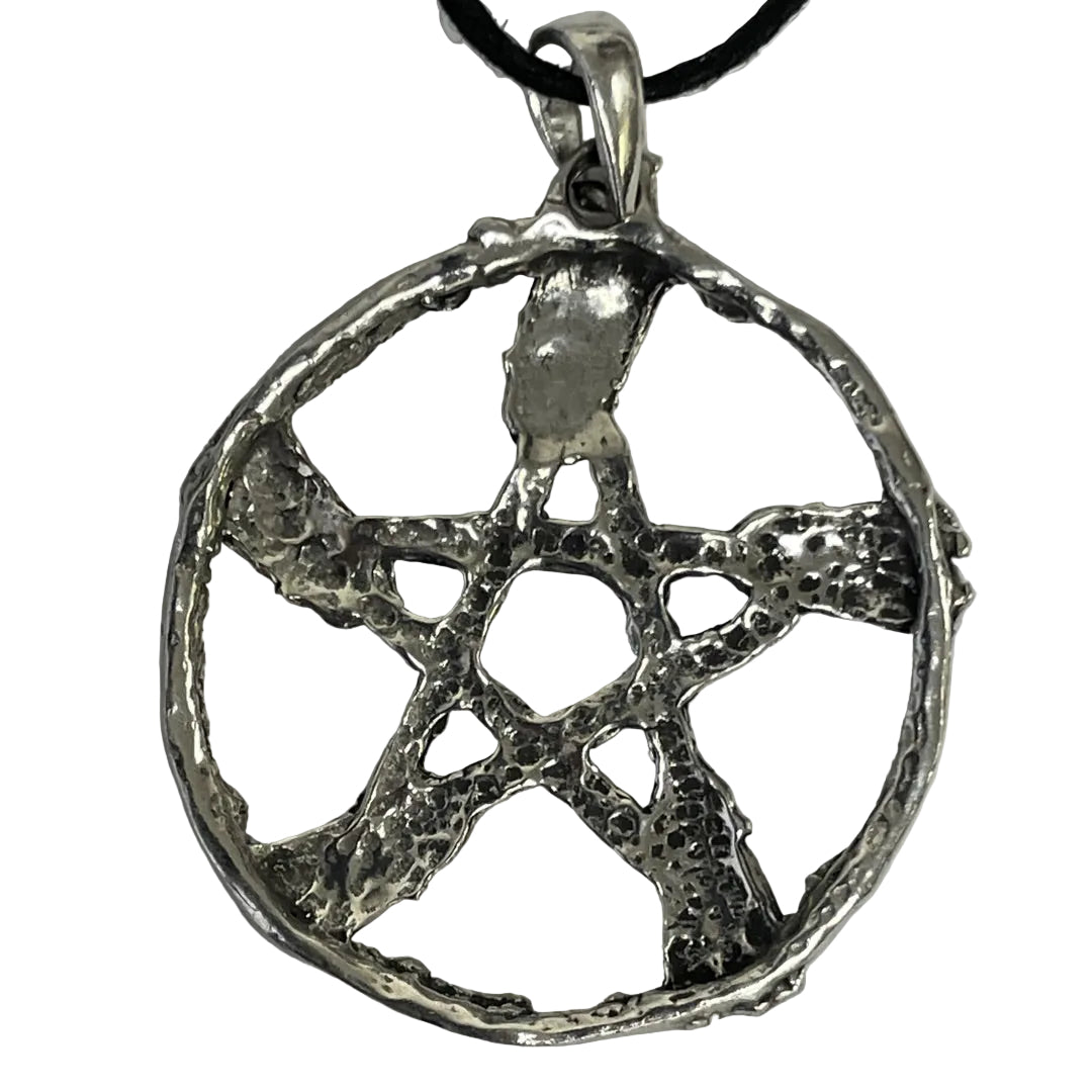 Witch Broom Pentacle Wiccan Pewter Necklace Pendant