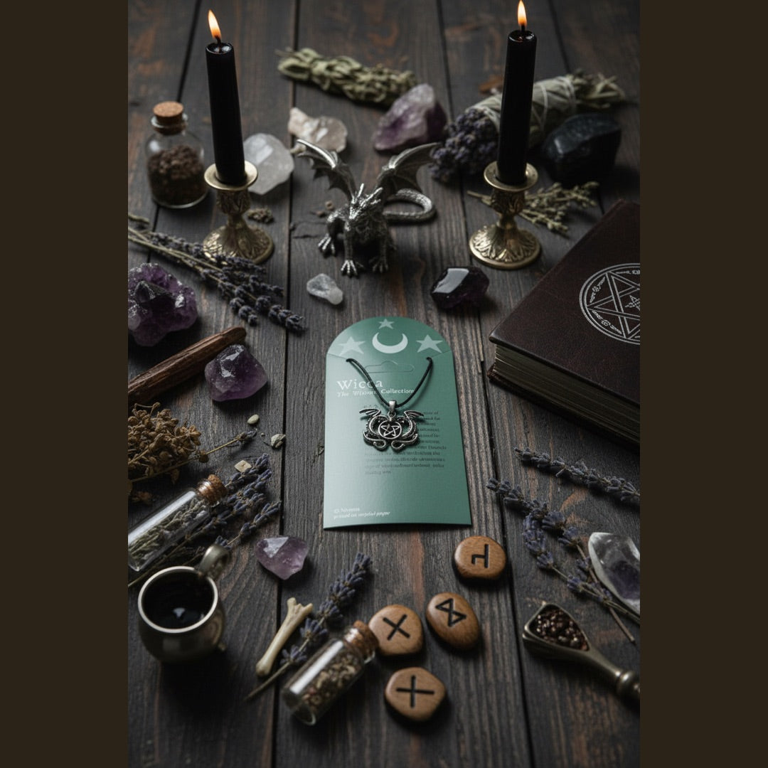 Pentacle of the Dragon Wiccan Pewter Necklace Pendant