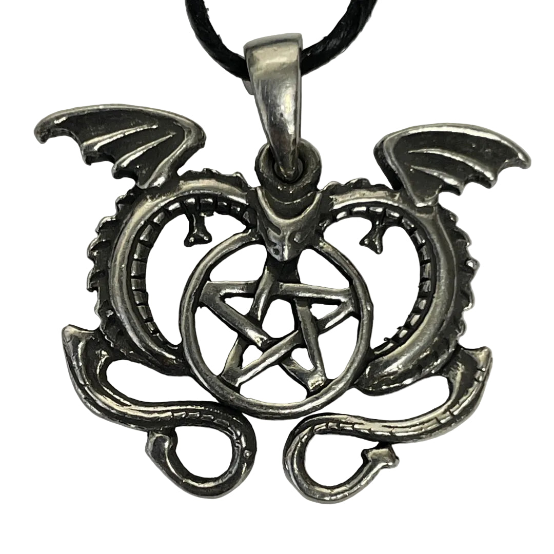Pentacle of the Dragon Wiccan Pewter Necklace Pendant