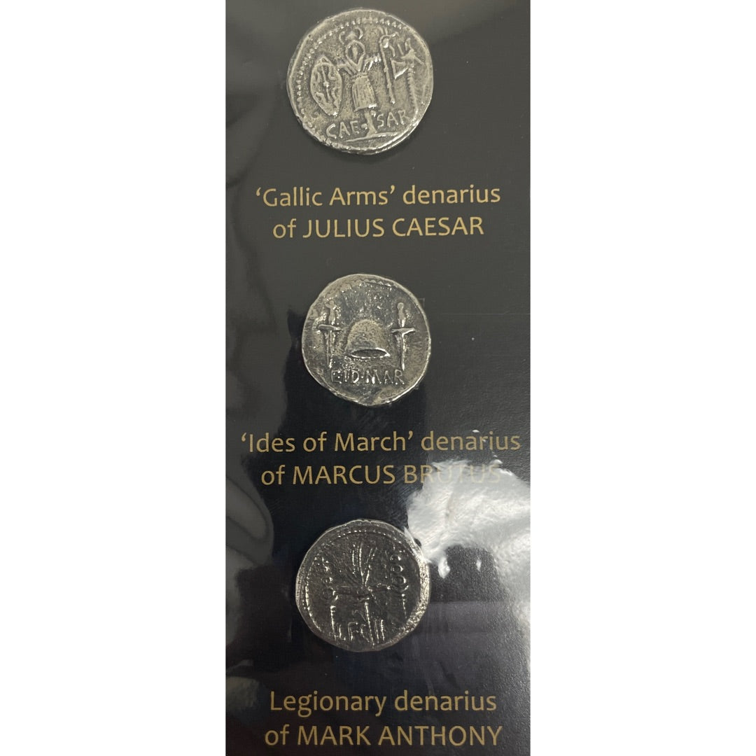 Ides of March denarius of Marcus Brutus replica, EID MAR reverse with daggers