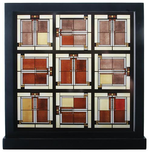 Unity Temple Geometric Brown Rust with Stand Stained Glass by Frank Lloyd Wright 10H