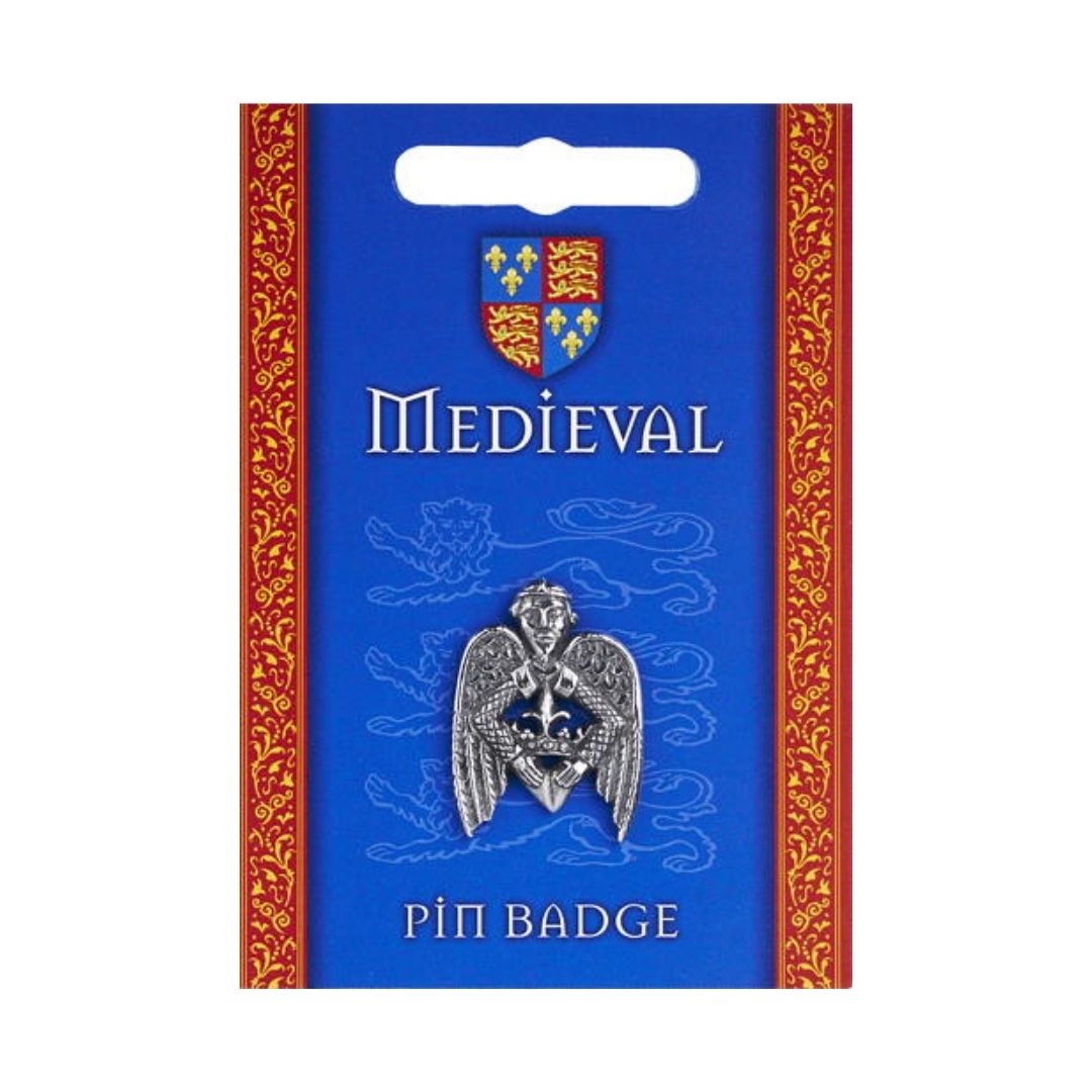 Winged Heart Angel Medieval Pilgrim Pilgrimage Pin Pinback Badge Tie Tack 1.1H