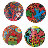 Corneille Bird Paintings Bold Colors Dream Bar Drink Glass Coasters Set of 4