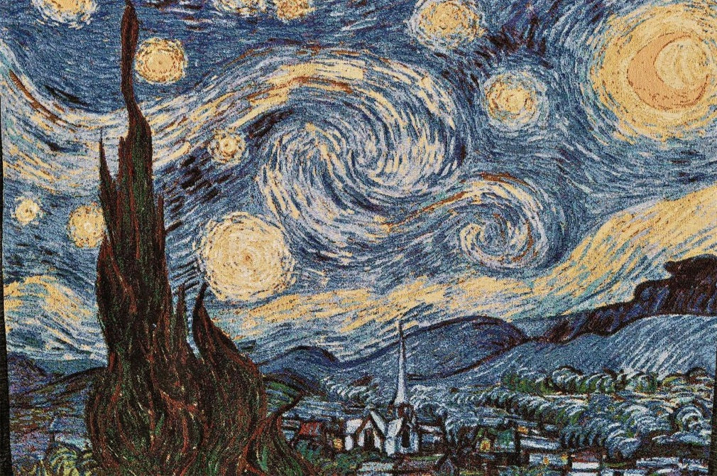 Van Gogh Starry Night Tapestry Throw Blanket with Fringe 72 x 54