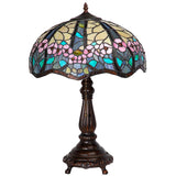 Pink Primrose Tiffany Style Stained Glass Table Lamp 23H x 16W