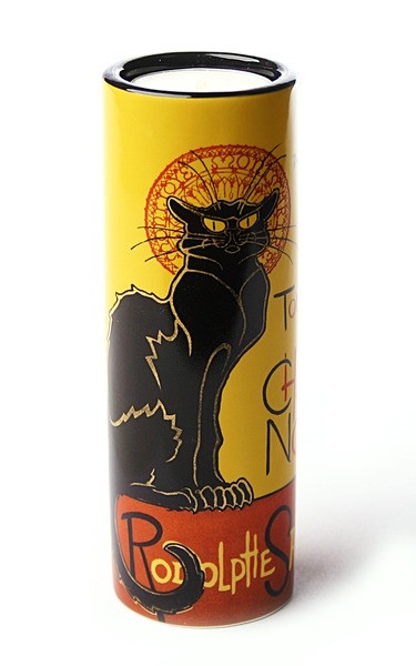 Steinlen Le Chat Noir Black Cat Tealight Candleholder 5.75H